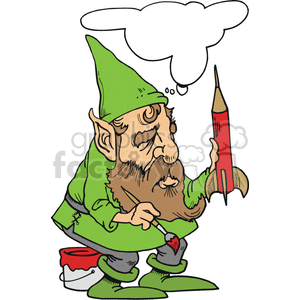 Elf painting a rocket red clipart. Commercial use image # 375052