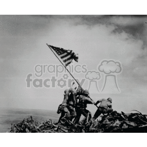 clipart - The rising of the flag on Iwo Jima.