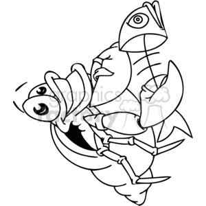 A crab eating a small fish