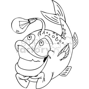 funny cartoon fish Anglerfish black+white