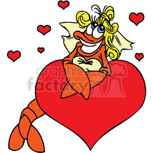 a girl lobster with blond hair in love  clipart. Royalty-free image # 377334