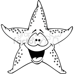 black and white happy starfish clipart.