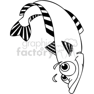clipart - silly black and white striped fish.