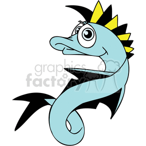 clipart - a teal yellow and black eel.
