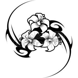 hibiscus flower tattoo tribal design clipart.
