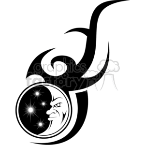 black white tattoo vector vinyl-ready vinyl design tattoos moon night sky tribal crescent
