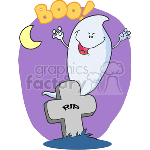 Scary ghost beyond the grave  clipart.