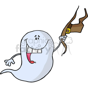 Happy ghost with a witch hat clipart. Royalty-free image # 377768