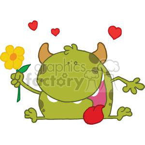 Monster with a yellow flower clipart. Commercial use image # 378098