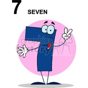 Happy Number 7 Holding up Seven Fingers clipart. Commercial use image # 378203