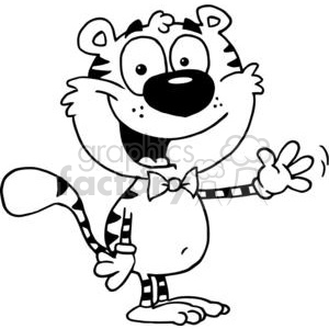 Cartoon Tiger Waving Hello clipart. Commercial use image # 378263