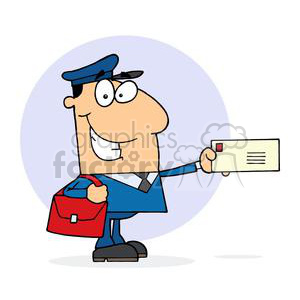 cartoon post office worker holding out letter clipart #378162 at Graphics  Factory.