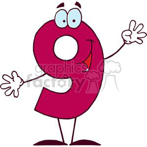 clipart - Happy Number 9 Nine.