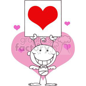 Stick Baby Cupid with Banner clipart.