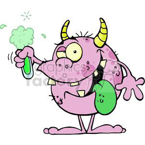 A Happy Purple Monster with A Flask clipart. Royalty-free image # 378875