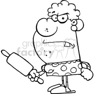 Angry Wife With A Rolling Pin clipart.