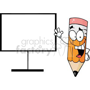 Happy Pencil Shows His Hand On A Board