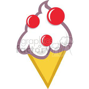 Cartoon Ice Cream With Cherry clipart.