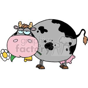 Cartoon Character Cow Different Color Gray