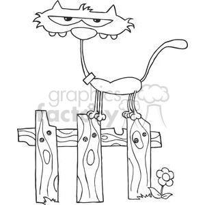 Cat on a fence clipart.