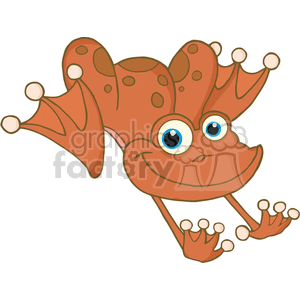 Cartoon-Happy-Hopping-Frog-orange clipart. Royalty-free image # 381769