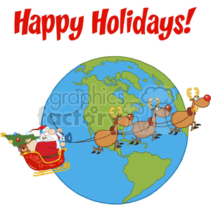 cartoon funny illustration vector santa claus santa clause reindeer sled chistmas merry christmas