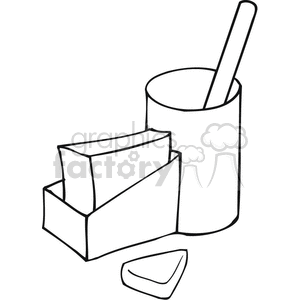 Black and white outline of an organizing container  clipart.