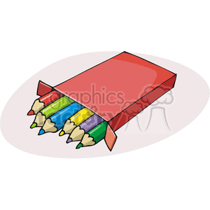Cartoon box of colored pencils clipart. Royalty-free image # 382501