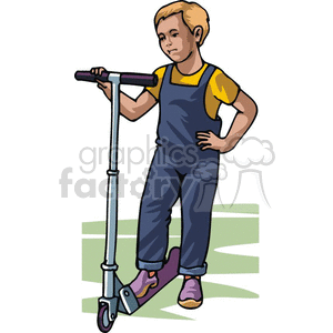 Cartoon boy riding on a scooter  clipart.