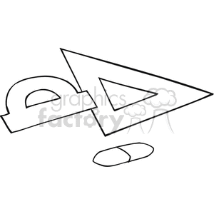 Black and white outline of a triangle measuring tool clipart. Royalty-free icon # 382729