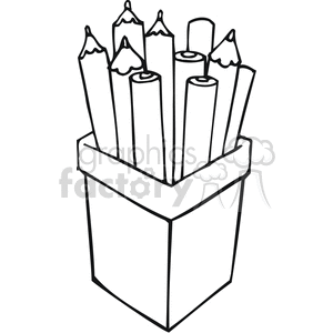 Black and white outline of pencils in a container  clipart. Commercial use image # 382904