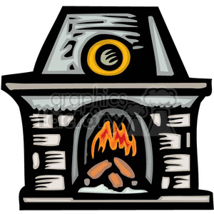 cartoon household items fireplace