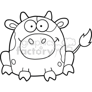 black and white cartoon cow clipart. Commercial use image # 383321