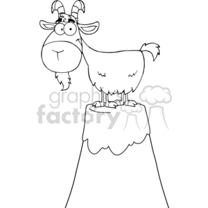 black and white outline of a mountain goat clipart.