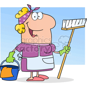 cartoon funny characters vector cleaning lady maid