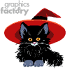 cartoon animated cat witch hat Halloween happy purr purring kitten black