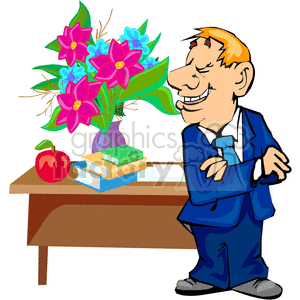 clipart - teacher on the first day of school.