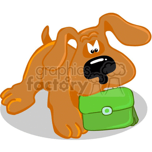 clipart - puppy holding a bag.