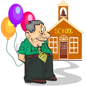 clipart - father waiting for his child to get out of school.