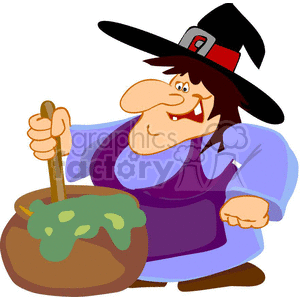 clipart - witch making a potion.