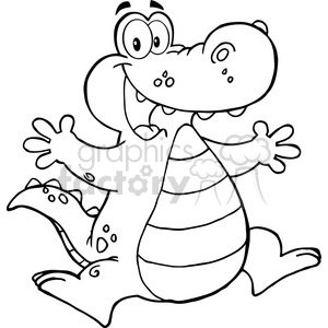 102534-Cartoon-Clipart-Happy-Aligator-Or-Crocodile-Jumping clipart. Commercial use image # 384002