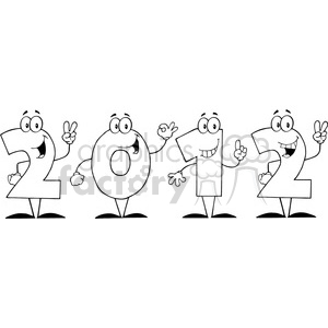 2094-2012-New-Year-Numbers-Cartoon-Characters clipart. Commercial use image # 384072