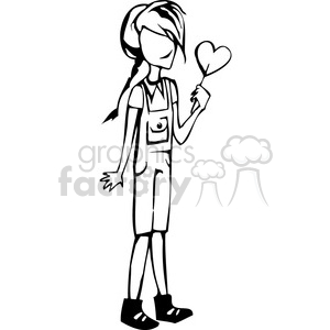 girl holding a heart sucker clipart. Royalty-free image # 384749