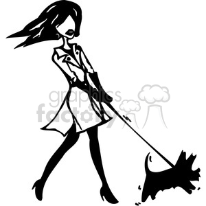 women walking her dog clipart. Commercial use image # 384759
