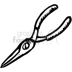 clipart - black and white needle nose pliers.