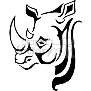 vector black+white animals wild outline vinyl-ready rhino rhinoceros tattoo
