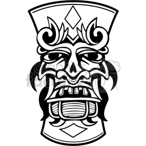 tiki ancient face masks decor black+white vinyl+ready illustrations facial tattoo