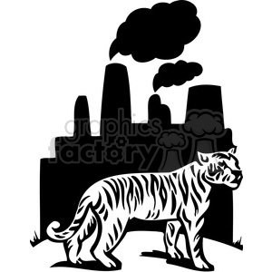 eco environment illustration logo symbols elements earth nature factory pollution black+white tiger carbon+dioxide co2