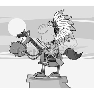 5132-Indian-Chief-With-Gun-On-Horse-Royalty-Free-RF-Clipart-Image clipart.