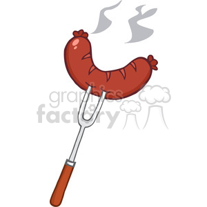 Fork with a sausage clipart.